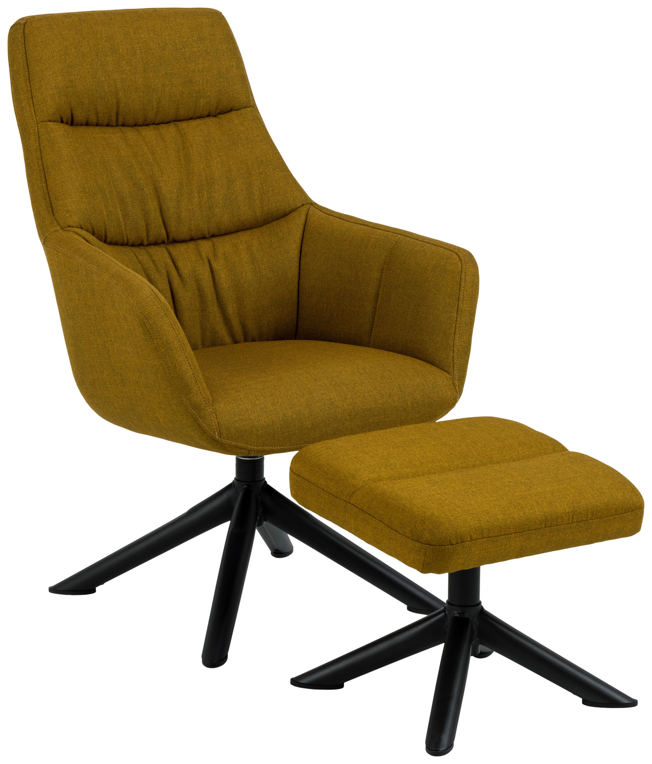 RELAXSESSELSET Flachgewebe Hocker    - Currygelb/Schwarz, Design, Textil/Metall (70/100/76cm) - Carryhome