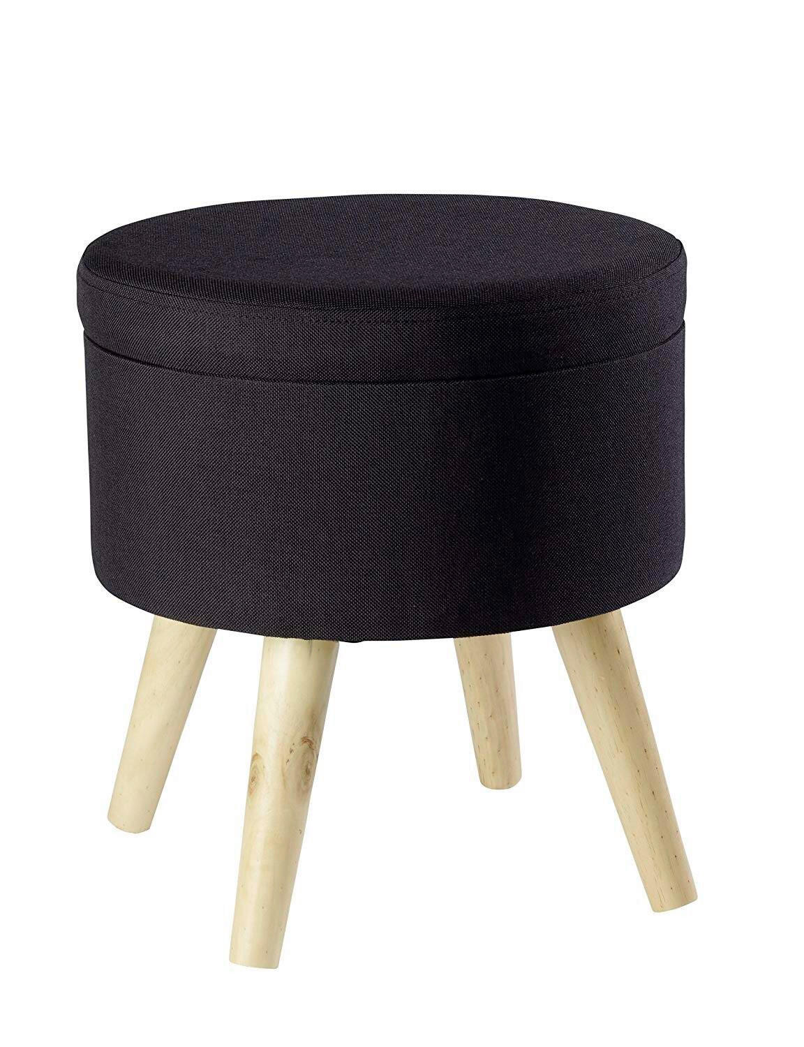 HOCKER in Textil Schwarz  - Schwarz, Design, Holz/Textil (32,5/36/32,5cm) - Echtwerk