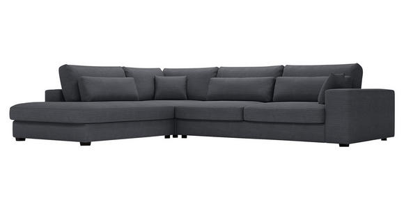 ECKSOFA in Cord Graphitfarben  - Schwarz/Graphitfarben, KONVENTIONELL, Kunststoff/Textil (250/314cm) - Carryhome