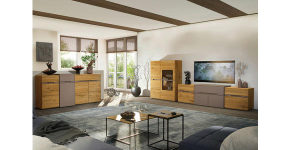 HIGHBOARD Taupe, Wildeiche  105/132/40 cm  - Taupe/Wildeiche, Design, Glas/Holz (105/132/40cm) - Novel