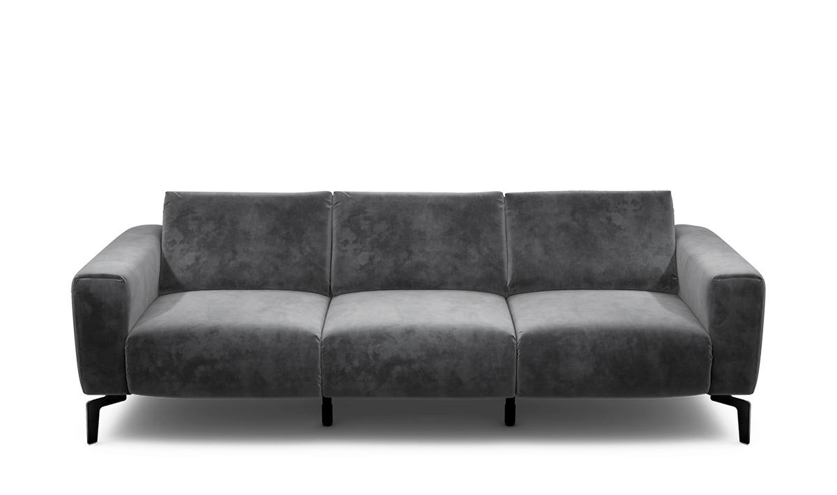 3-SITZER-SOFA Samt Anthrazit  - Anthrazit/Schwarz, Design, Textil/Metall (250/86/86-94cm) - SENSOO