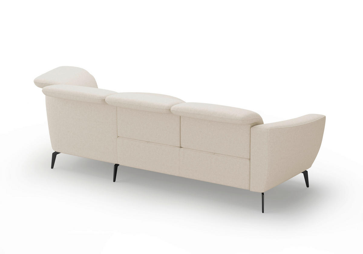ECKSOFA ZOE E Creme Flachgewebe  - Creme/Schwarz, KONVENTIONELL, Textil/Metall (309/199cm) - Sit & More