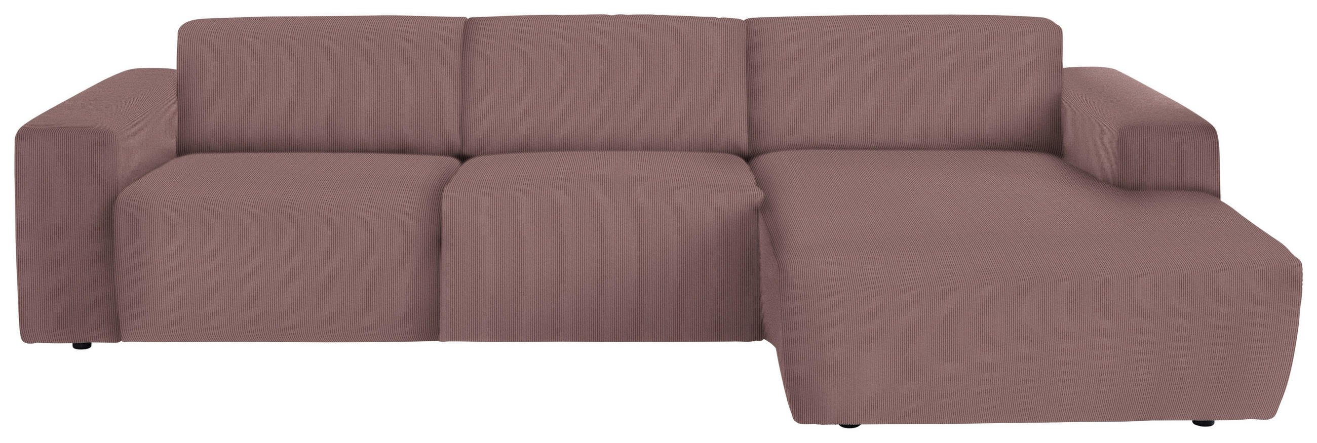 ECKSOFA Dunkelrosa Feincord  - Dunkelrosa/Schwarz, Design, Kunststoff/Textil (301/177cm) - Beldomo Style