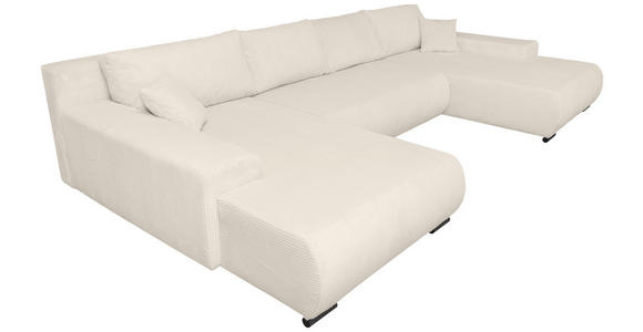 WOHNLANDSCHAFT  in Cord Creme  - Creme/Schwarz, KONVENTIONELL, Textil/Metall (191/351/191cm) - Carryhome
