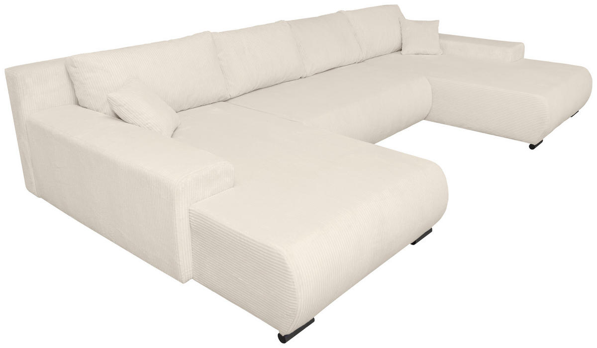 WOHNLANDSCHAFT Creme Cord  - Creme/Schwarz, KONVENTIONELL, Textil/Metall (191/351/191cm) - Carryhome