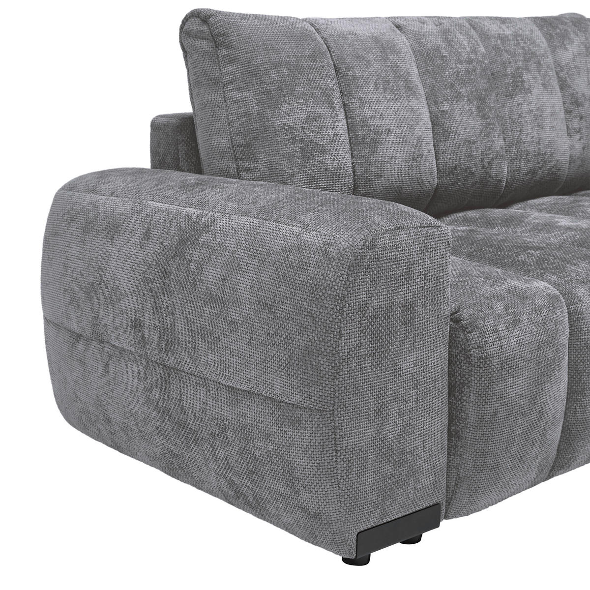 ECKSOFA Flachgewebe Grau  - Schwarz Hochglanz/Grau, Modern, Textil/Metall (273/93/166cm) - MID.YOU