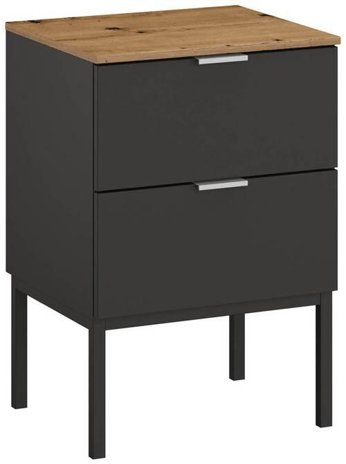 NACHTKÄSTCHEN 40/68/42 cm  in Graphitfarben, Eiche Artisan  - Alufarben/Graphitfarben, Trend, Holzwerkstoff/Metall (40/68/42cm) - Stylife