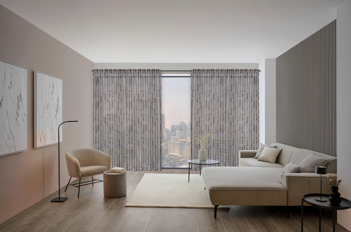 FERTIGVORHANG halbtransparent  - Braun, Design, Textil (140/260cm) - Dieter Knoll