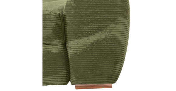 ECKSOFA Olivgrün Cord Zierkissen, Rückenkissen, Bettkasten, Schlaffunktion, Rücken echt  - Eichefarben/Olivgrün, KONVENTIONELL, Holz/Textil (276/177cm) - Carryhome