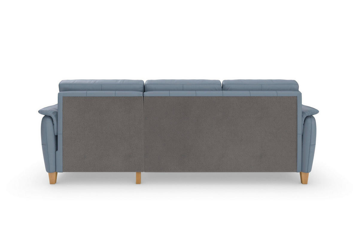 ROHOVÁ SEDAČKA, koža, sivomodrá - sivomodrá/farba duba, Basics, koža/drevo (244/163cm) - Sit & More