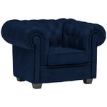 CHESTERFIELD-SESSEL - Wengefarben/Dunkelblau, LIFESTYLE, Holz/Textil (115/76,5/96cm) - Landscape