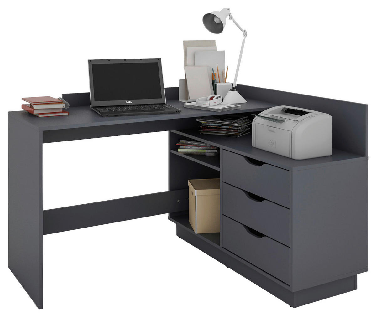 ECKSCHREIBTISCH 129/83,5/105 cm  in Anthrazit  - Anthrazit, Basics, Holzwerkstoff (129/83,5/105cm) - MID.YOU