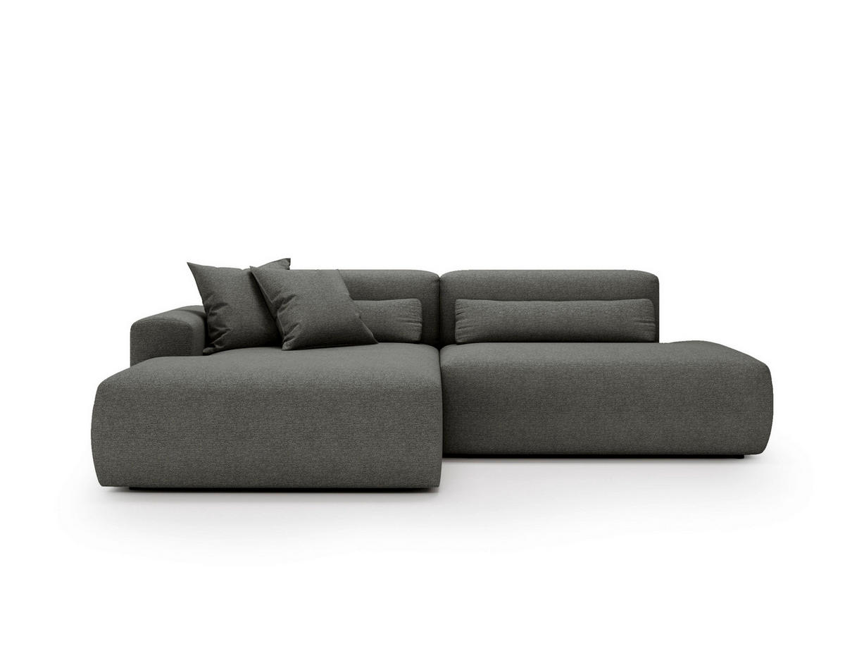 ECKSOFA REVE in Chenille Grau  160/284 cm  - Schwarz/Grau, Design, Kunststoff/Textil (160/284cm) - Livetastic