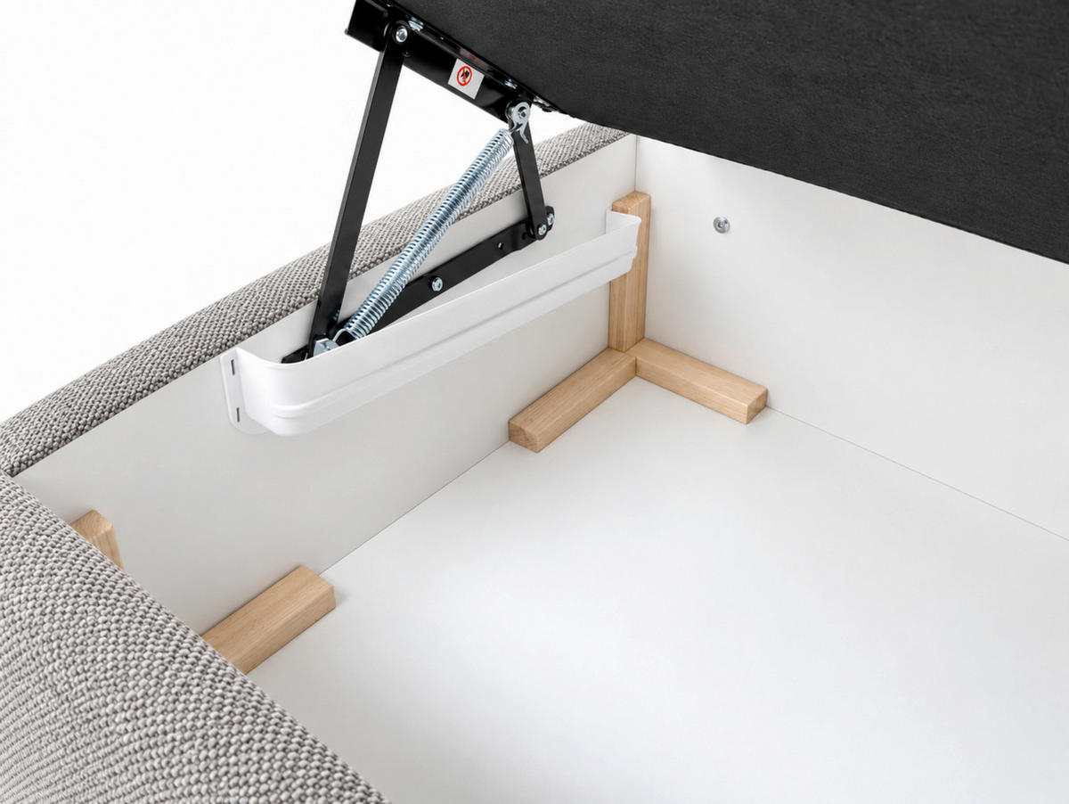 BOXBETT 180/200 cm,  in Graubraun, Bettkasten, Topper,  - Chromfarben/Graubraun, MODERN, Holz/Kunststoff (180/200cm) - MID.YOU