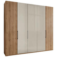 FALTTÜRENSCHRANK 250/216/58 cm 3-türig Champagner, Eiche Bianco  - Schieferfarben/Eiche Bianco, KONVENTIONELL, Glas/Holzwerkstoff (250/216/58cm) - Dieter Knoll