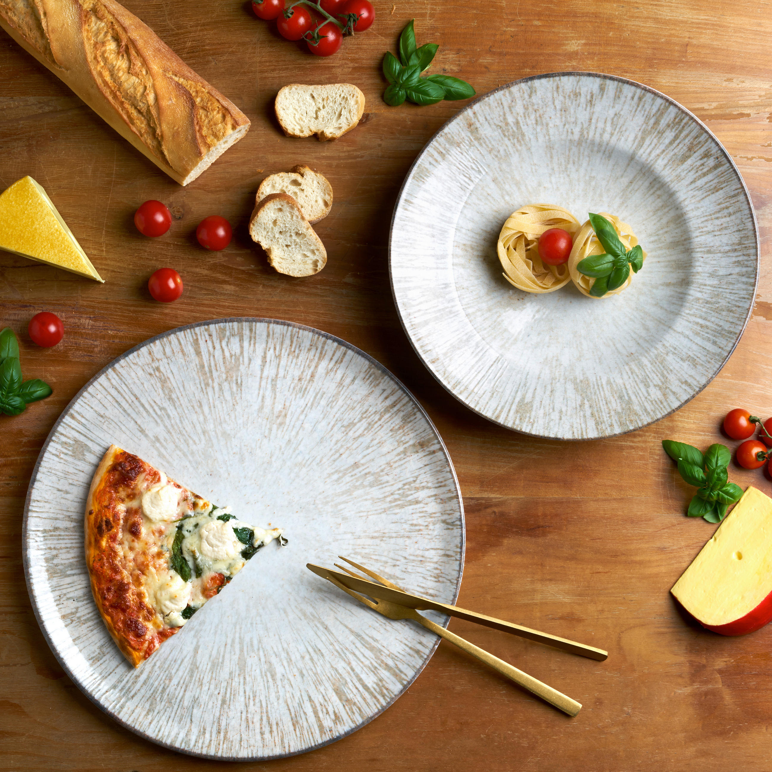 Thumbnail - Van Well Pastateller Kreta, Weiß, Hellbraun, Keramik, 6-teilig, rund, lebensmittelecht, Essen & Trinken, Geschirr, Telle...