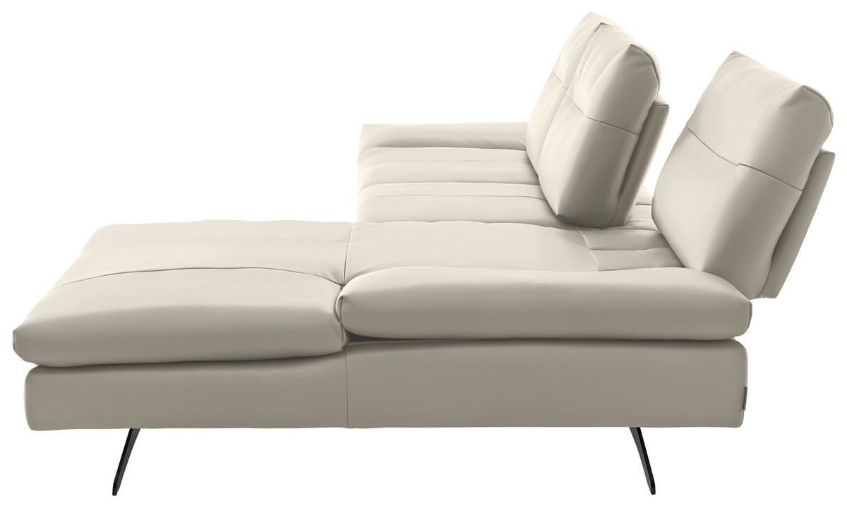 ECKSOFA in Echtleder Ecru  342/158 cm  - Ecru/Schwarz, MODERN, Leder/Metall (342/158cm) - Chilliano