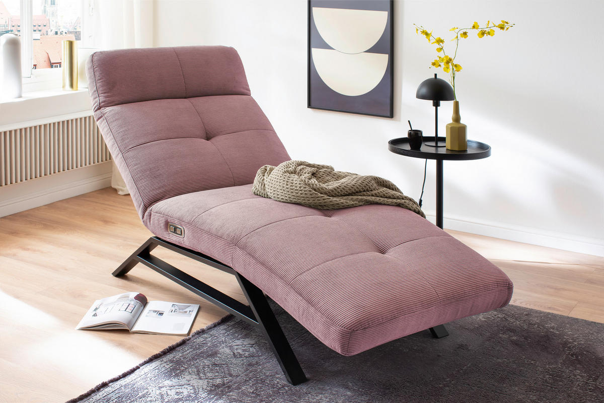 RELAXLIEGE Cord Altrosa  - Schwarz/Altrosa, Design, Textil/Metall (80/54-113/158-198cm) - Pure Home Lifestyle