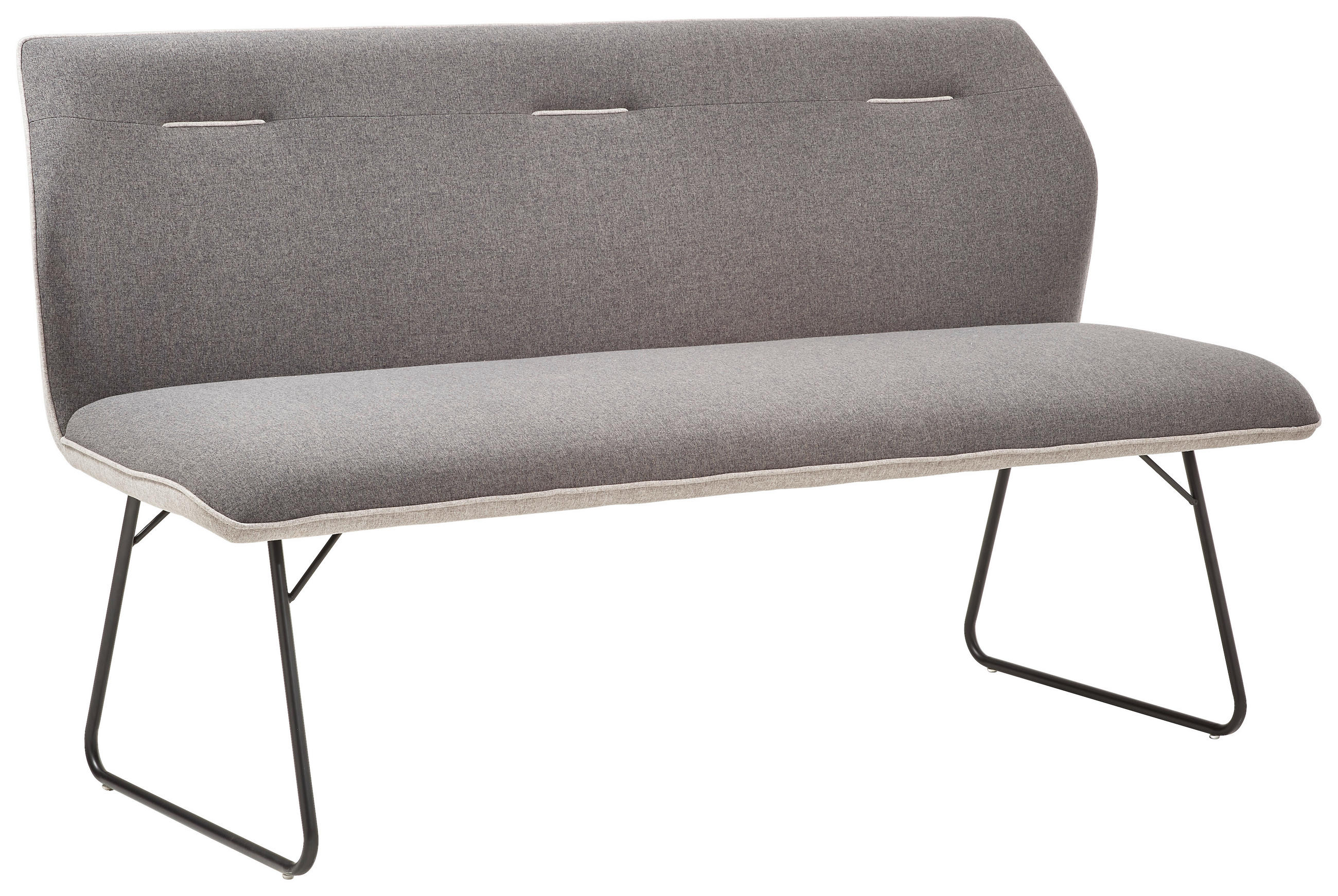 BANCĂ 155/88/61,5 cm in gri, gri închis - gri închis/negru, Design, metal/textil (155/88/61,5cm) - Novel
