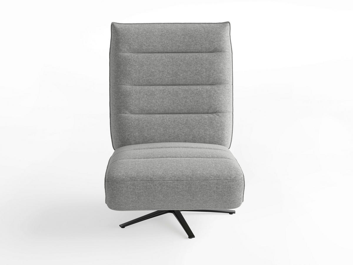 RELAXSESSEL EVE E Chenille Kopfteilverstellung, Rücken echt    - Schwarz/Grau, Basics, Textil/Metall (80/109/98cm) - Sit & More