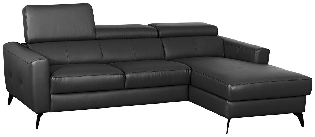 Colțar Extensibil, textil, piele, negru - negru, metal/textil (235/73-97/179cm) - Celina