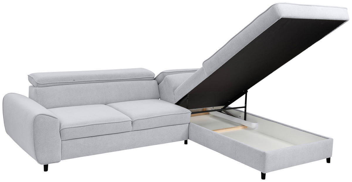 KUTNA GARNITURA tekstil  siva   - siva/crna, Moderno, tekstil/drvo (250/200cm) - Hom`in