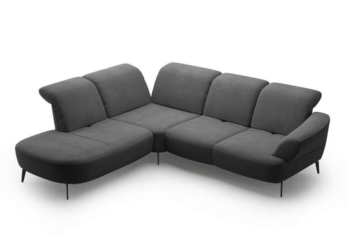 ECKSOFA in Mikrofaser Dunkelgrau  270/302 cm  - Dunkelgrau/Schwarz, MODERN, Textil/Metall (270/302cm) - Sit & More