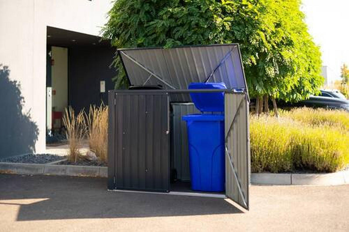 MÜLLTONNENBOX - Dunkelgrau, Basics, Metall (172/131/100cm) - Ambia Garden
