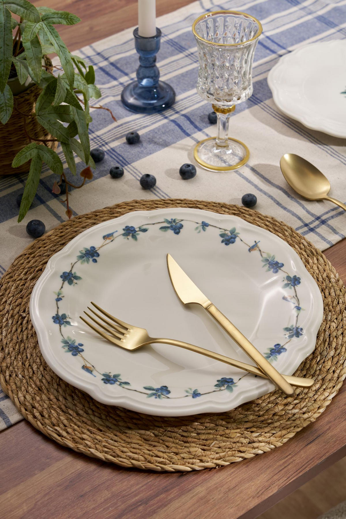 KOMBISERVICE Blau, Weiß, Dunkelgrün 24-teilig 6 Personen  - Blau/Dunkelgrün, Basics, Keramik - P & B