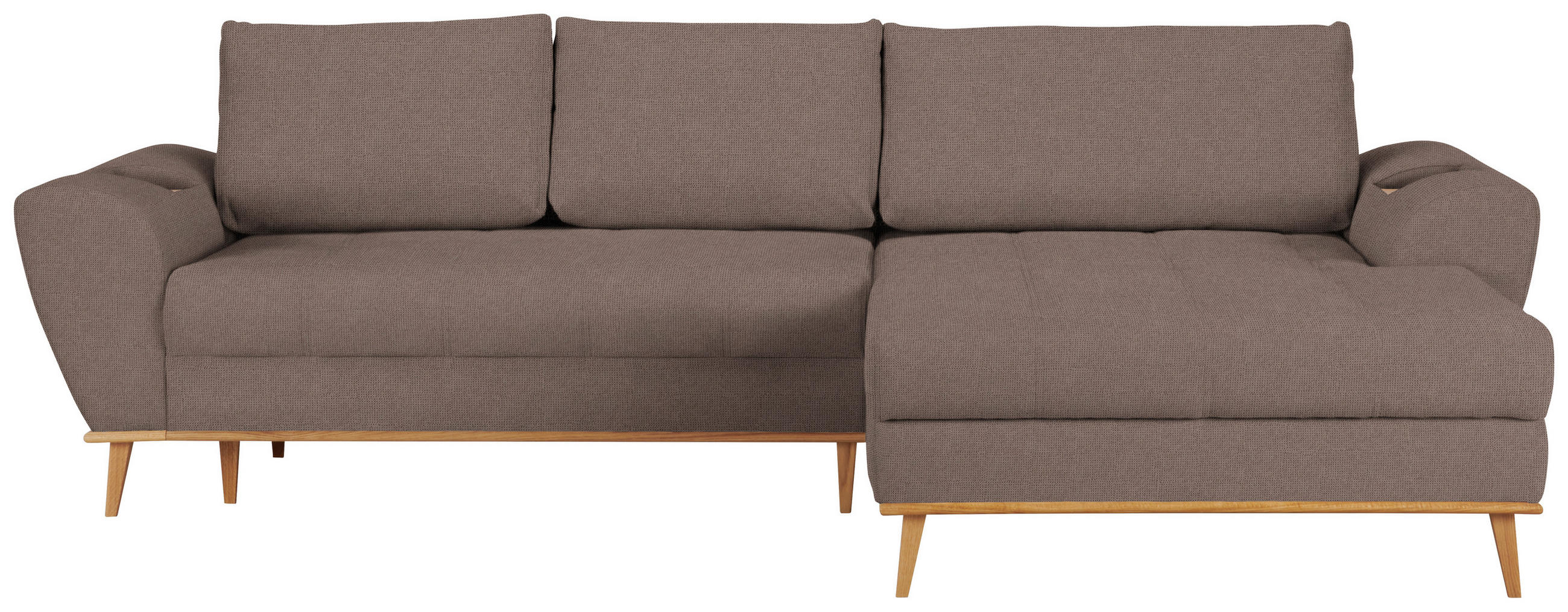 ECKSOFA Taupe Webstoff  - Taupe/Eichefarben, Design, Holz/Textil (282/175cm) - Carryhome