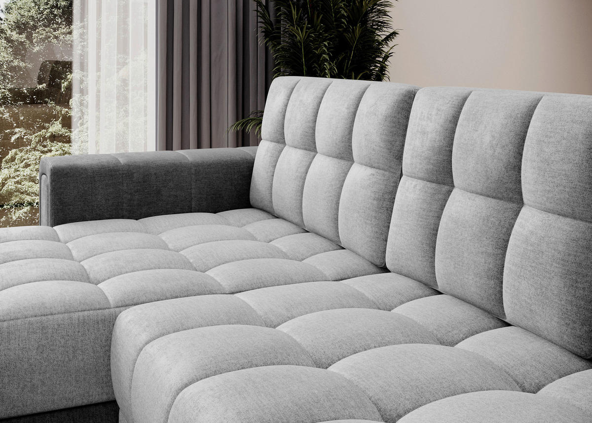 ECKSOFA Samt Hellgrau, Dunkelgrau  - Dunkelgrau/Hellgrau, Design, Kunststoff/Textil (260/150cm) - MID.YOU