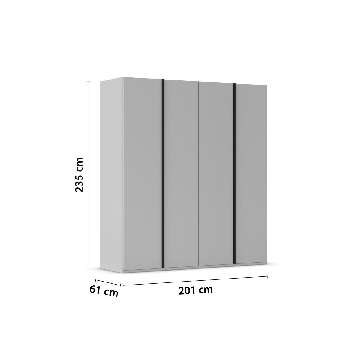 DREHTÜRENSCHRANK 201/235/61 cm,  in Champagner, 4-türig  - Champagner/Graphitfarben, Basics, Holzwerkstoff/Metall (201/235/61cm) - Novel