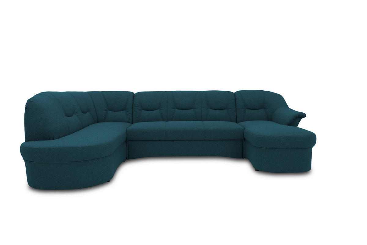 WOHNLANDSCHAFT Dunkelblau Mikrofaser  - Schwarz/Dunkelblau, KONVENTIONELL, Kunststoff/Textil (180/295/146cm) - MID.YOU