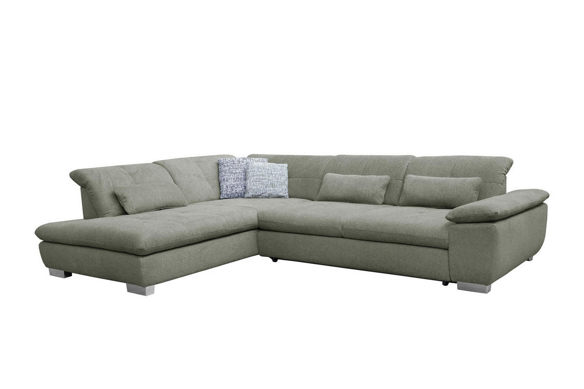 SAROKGARNITÚRA textil zöld  - krómszínű/zöld, Basics, műanyag/textil (242/313cm) - Xora