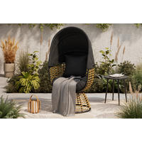 GARTENMUSCHEL 73/80,5/160 cm  - Schwarz/Naturfarben, Basics, Kunststoff/Textil (73/80,5/160cm) - Ambia Garden