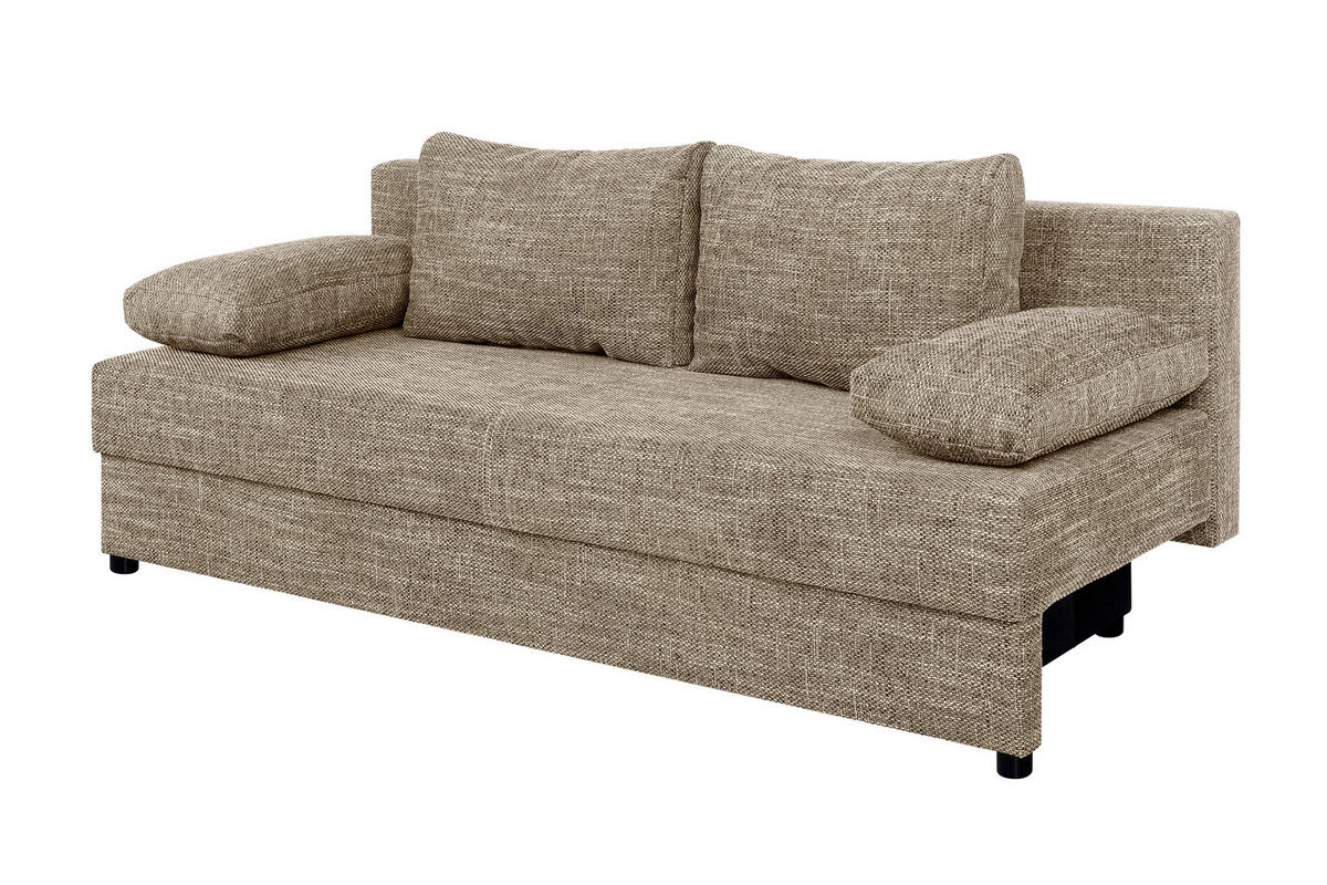 SCHLAFSOFA  mit Liegefunktion, Rücken echt Cappuccino  - Schwarz/Cappuccino, Design, Kunststoff/Textil (190/80/75cm) - P & B