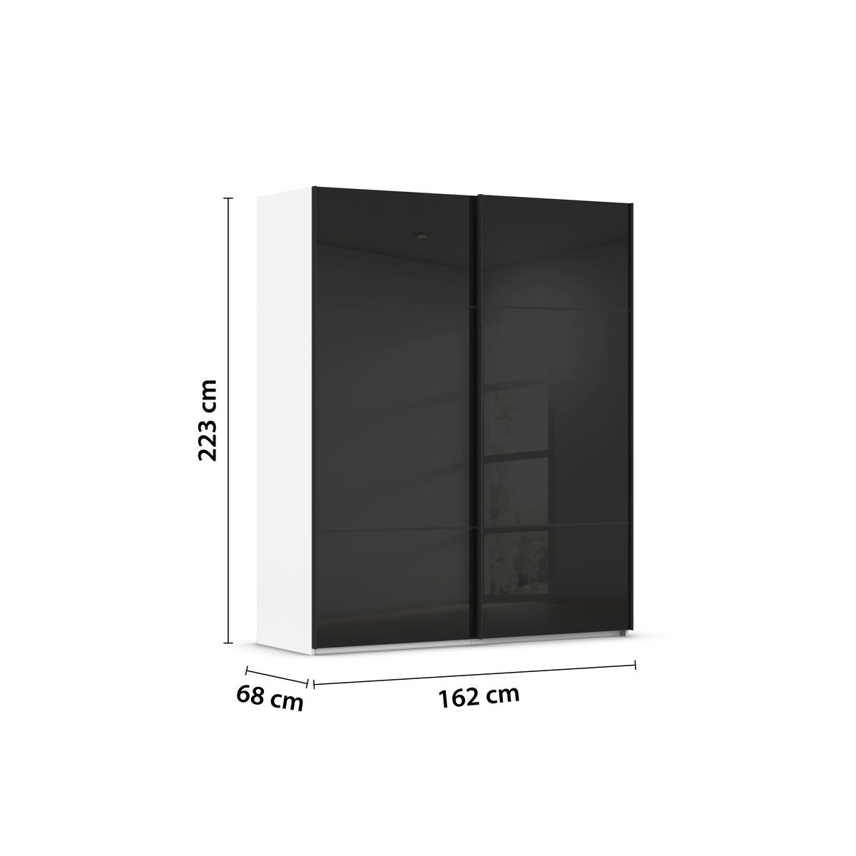 SCHWEBETÜRENSCHRANK in Schwarz, Weiss  - Weiss/Schwarz, Konventionell, Glas/Holzwerkstoff (162/223/68cm) - Novel