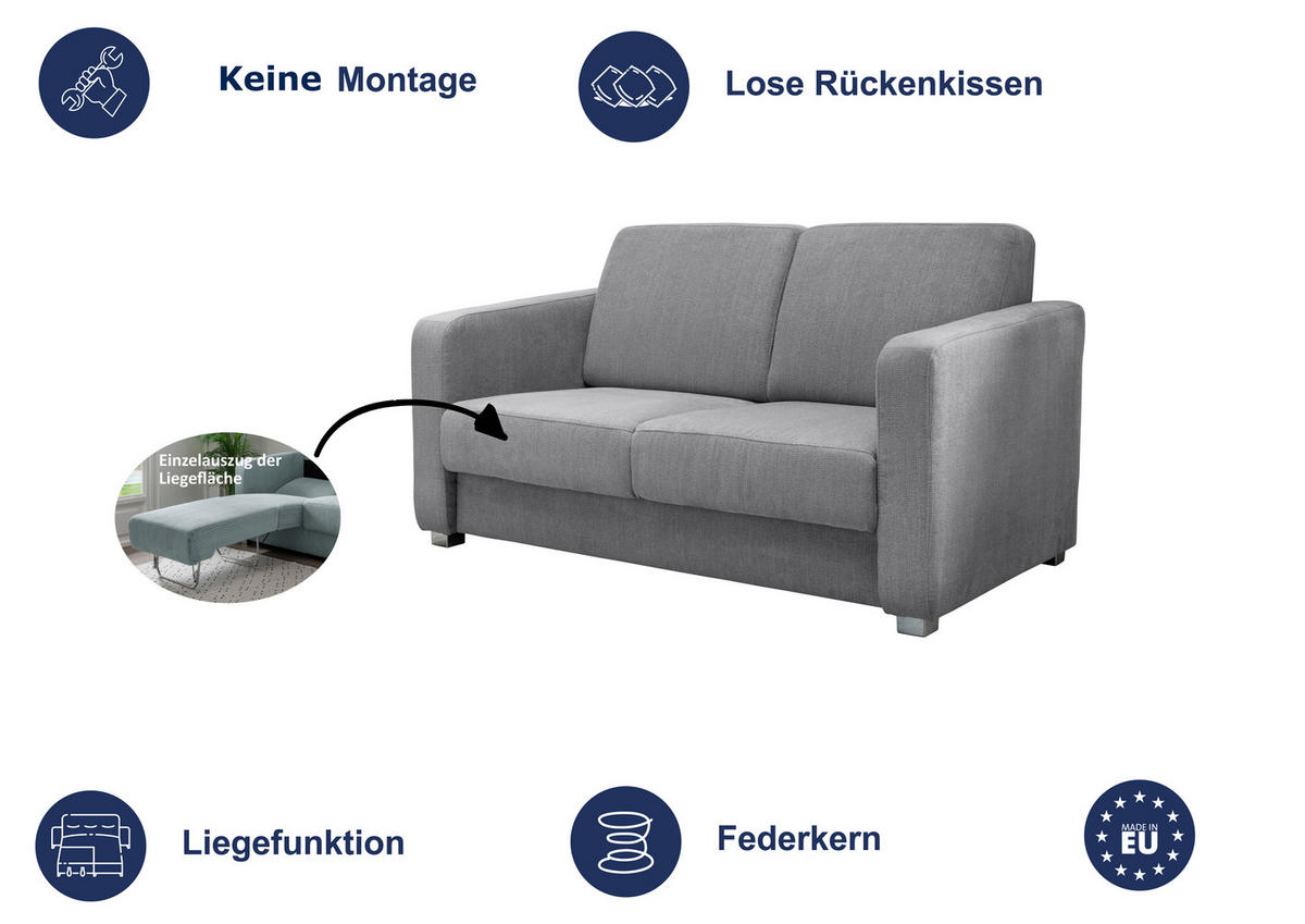 SCHLAFSOFA in Chenille Hellblau  - Chromfarben/Hellblau, Basics, Kunststoff/Textil (159/88/87cm) - Livetastic