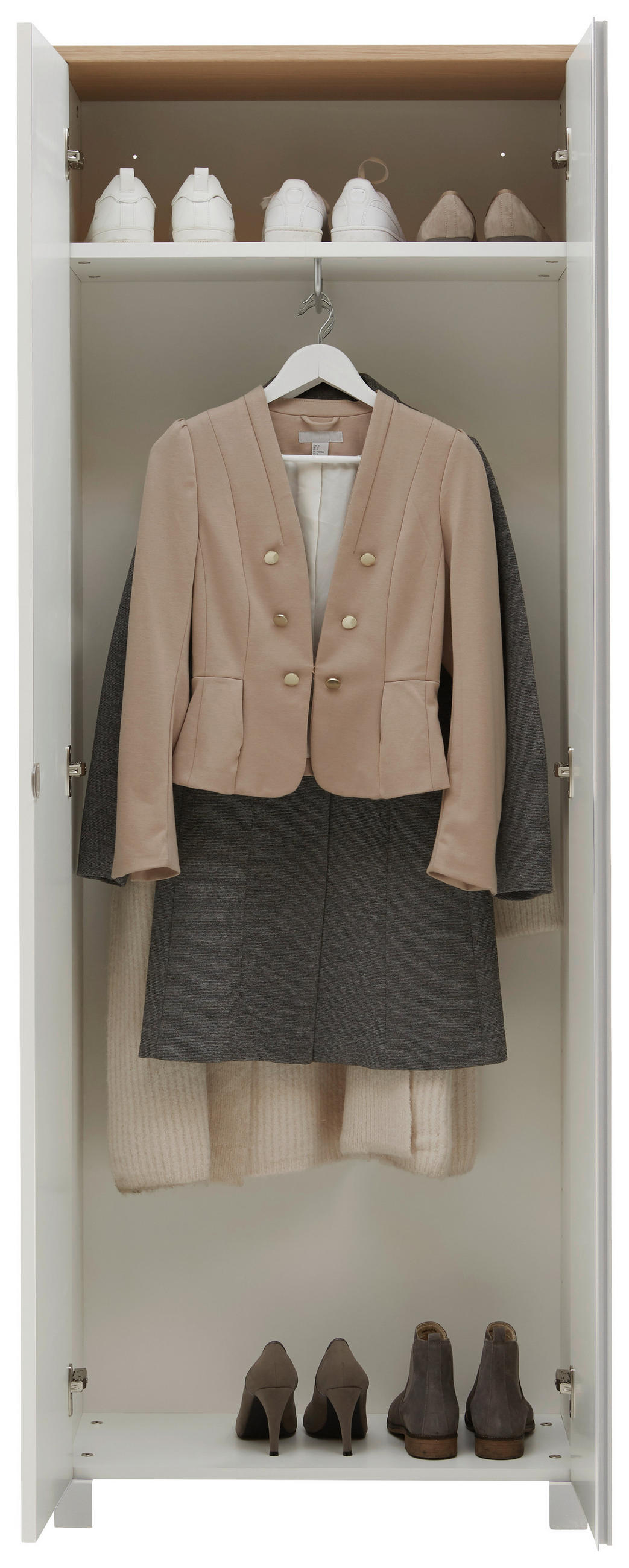 GARDEROBE 6-teilig  in 260/193/40 cm  - Weiss/Eichefarben, Design, Holz/Holzwerkstoff (260/193/40cm) - Dieter Knoll