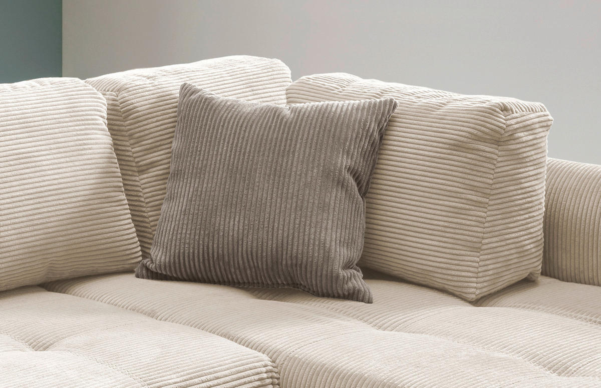 ECKSOFA in Cord Beige  - Beige/Graubraun, Design, Holz/Textil (250/190cm) - MID.YOU
