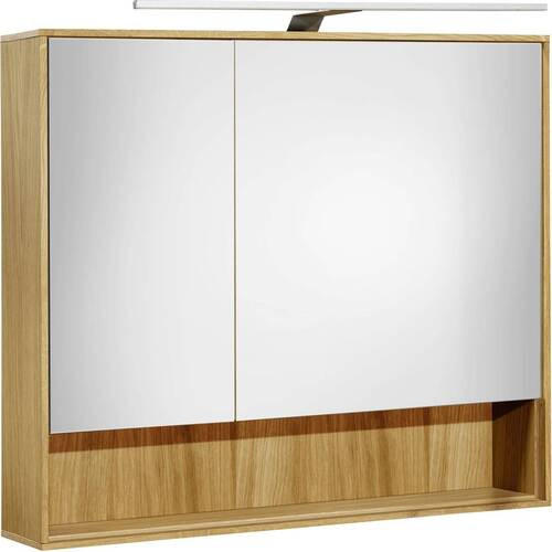 OMARA Z OGLEDALOM 80/70/15 cm  - barve hrasta, Natur, steklo/leseni material (80/70/15cm) - Xora