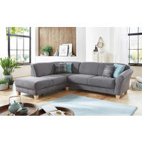 ECKSOFA 212/257 cm  in Flachgewebe Grau Bettkasten, Sitztiefenverstellung  212/257 cm  - Naturfarben/Grau, KONVENTIONELL, Holz/Textil (212/257cm) - Sit & More