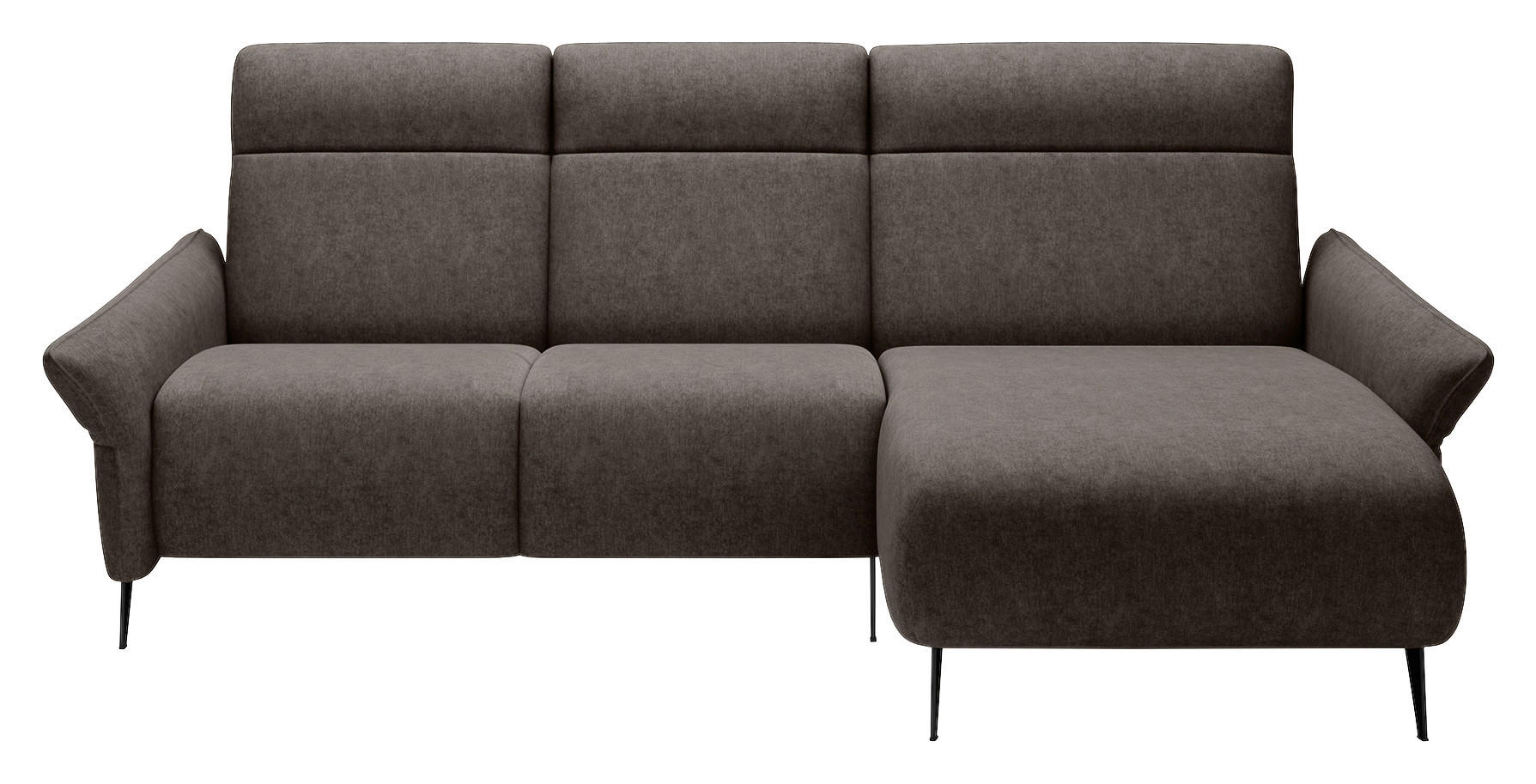 3-SITS SOFFA i flatväv brun  - brun/svart, Design, metall/trämaterial (286x160/103/97x150cm) - Stylife