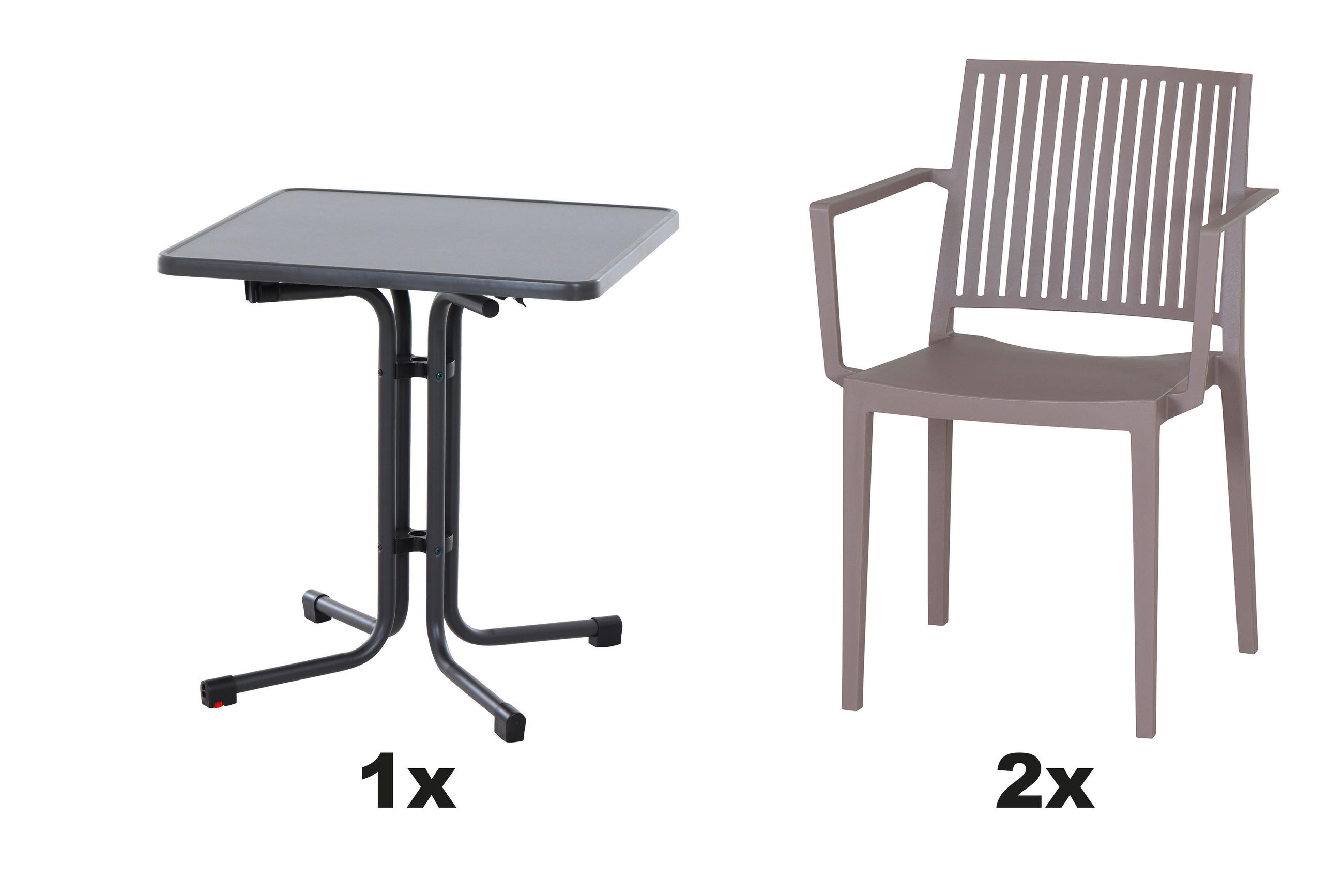 GARTENGARNITUR 3-teilig  - Taupe, Basics, Holzwerkstoff/Kunststoff (70/80/70cm) - Siena Garden