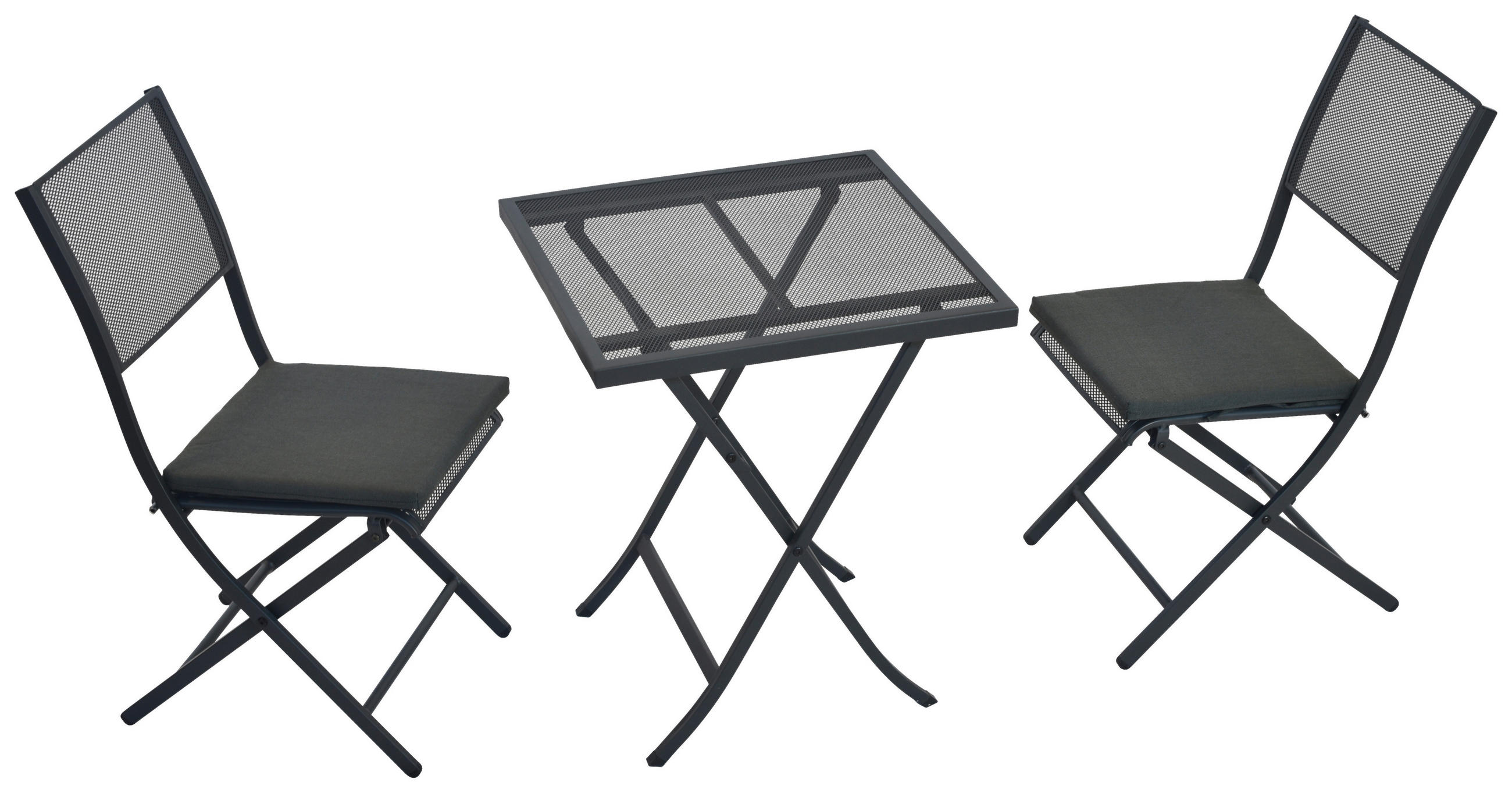 BALKONSET  - Graphitfarben/Grau, MODERN, Kunststoff/Metall - Gardenson