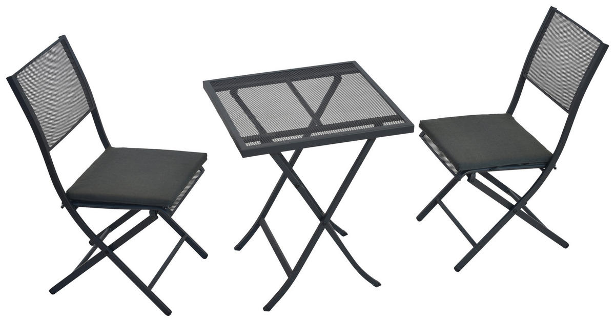 BALKONSET  5-teilig  - Graphitfarben/Grau, MODERN, Kunststoff/Metall - Gardenson