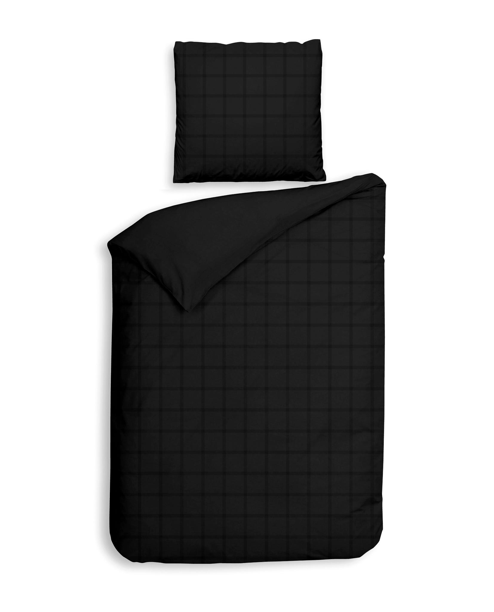 BETTWÄSCHE 2-teilig Diamante Makosatin  - Schwarz, Basics, Textil (155/220cm)