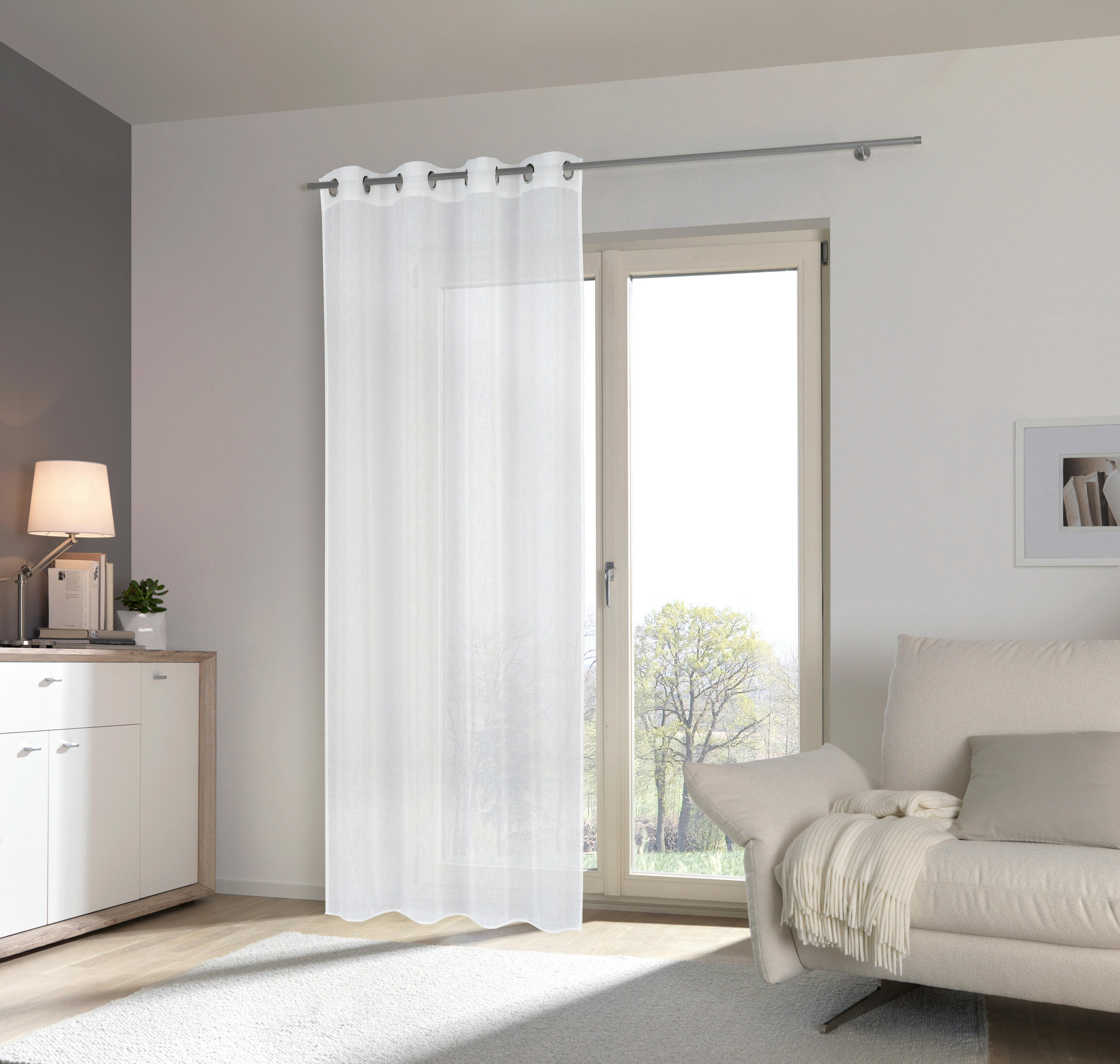 ÖSENSCHAL halbtransparent 140/245 cm   - Weiß, Basics, Textil (140/245cm) - Esposa