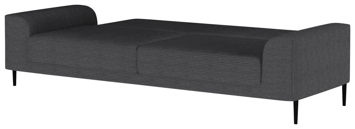 SCHLAFSOFA in Cord Dunkelgrau  - Dunkelgrau/Schwarz, Design, Textil/Metall (250/89/105cm) - Welnova