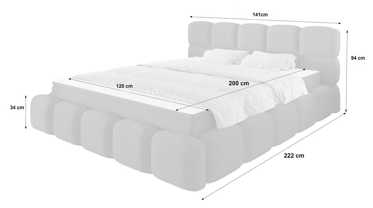 POLSTERBETT 120/200 cm,  in Bordeaux, Matratze, Bettkasten, H3 = fest  - Bordeaux/Schwarz, Trend, Kunststoff/Textil (120/200cm)